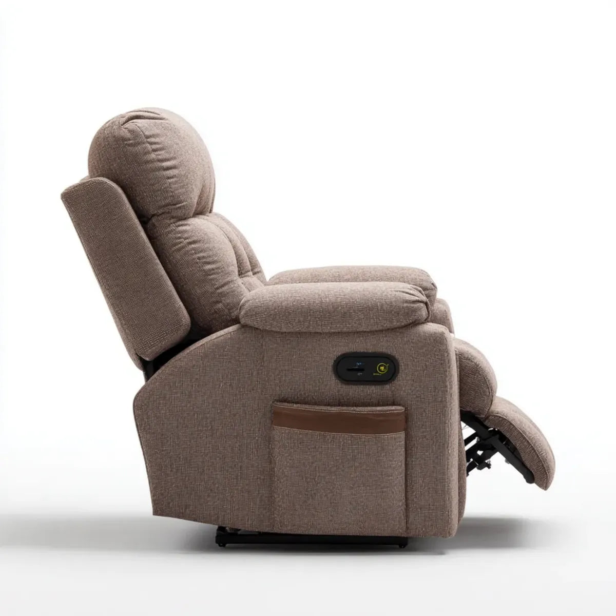 Fotel masujący, Elektryczny fotel relaksacyjny Brązowy z funkcją wykładzin i złączem USB Polyester 88 x 96 x 104 cm