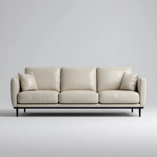 Sofa, 3 sofa z kości słoniowej w syntetycznym prostokątnym poliuretanowym poliuretanem 230 x 95 x 85 cm
