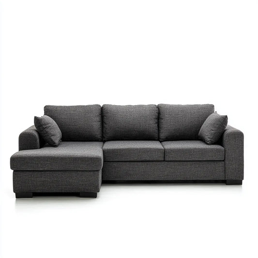 Sofa, Kanapa narożna 3 miejsca ciemnoszary w poliestrze 250 x 160 x 85 cm