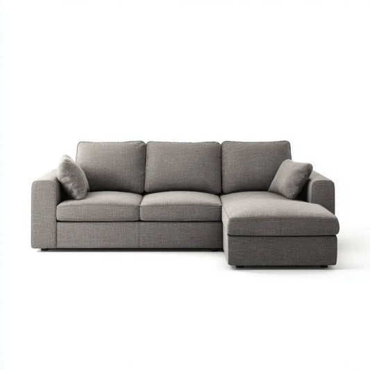 Sofa, Kanapa narożna z szarym dzbankiem 260 x 160 x 85 cm poliestrowy kształt L